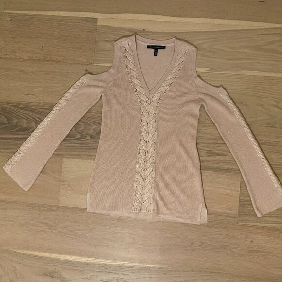 WHBM Pink Sweater w Silver Metallic Shimmer Detailing Size Medium - Picture 2 of 9